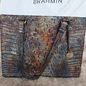 Brahmin Genuine Leather Embossed Croc Anywhere Tote
